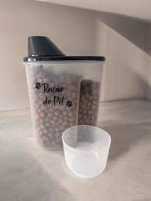 Decorated Plastic Food Container With Lid - Pet Food - 黑色 - 查看 3