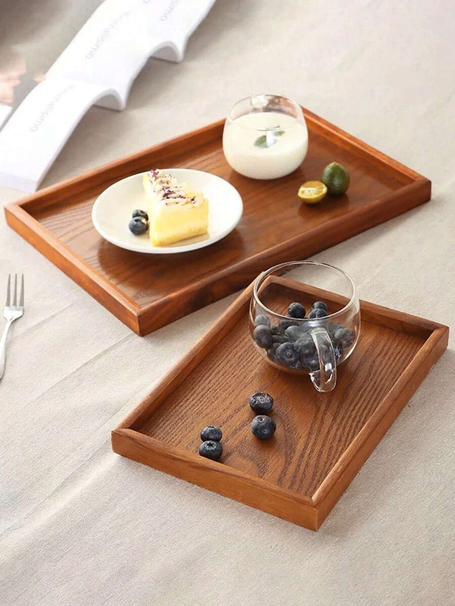 2 件/1 件黑色木质托盘，适用于食物、蛋糕、沙拉、水果、寿司、饮料、牛排、披萨、谷物，哑光纹理表面拼盘，适用于咖啡馆、家庭、甜点、茶、面包、小吃和杯子
