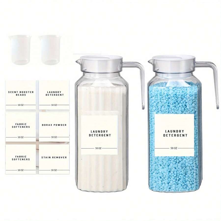2 Pcs Laundry Detergent Dispenser Fabric Softener Dispenser With Labels