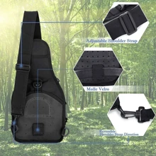 Small Tactical Messenger Bag Sling Backpack Outdoor Shoulder Satchel Chest Packs - Black - View 4