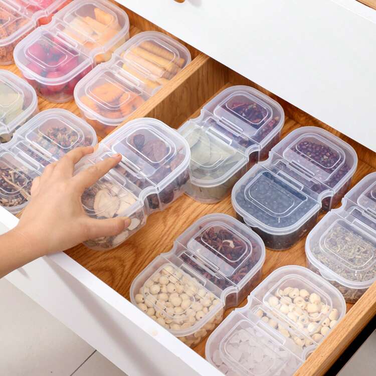 Set de 5 recipientes sellados multiusos con tapas para almacenar queso, rodajas de queso, frutas y ajos en el refrigerador - Doble tapa - Añade 2