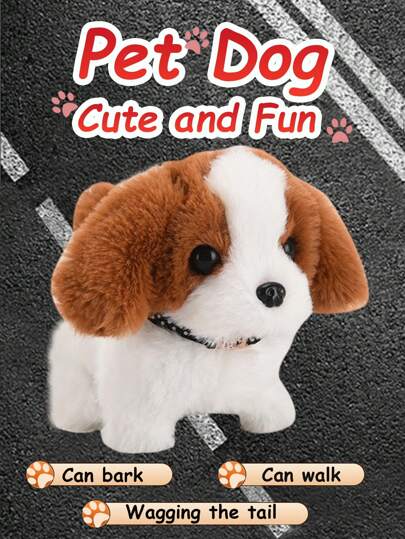 1 pezzo Cane giocattolo elettrico, un cane giocattolo per bambini che cammina e abbaia, un cucciolo elettronico di peluche che simula un animale domestico in movimento