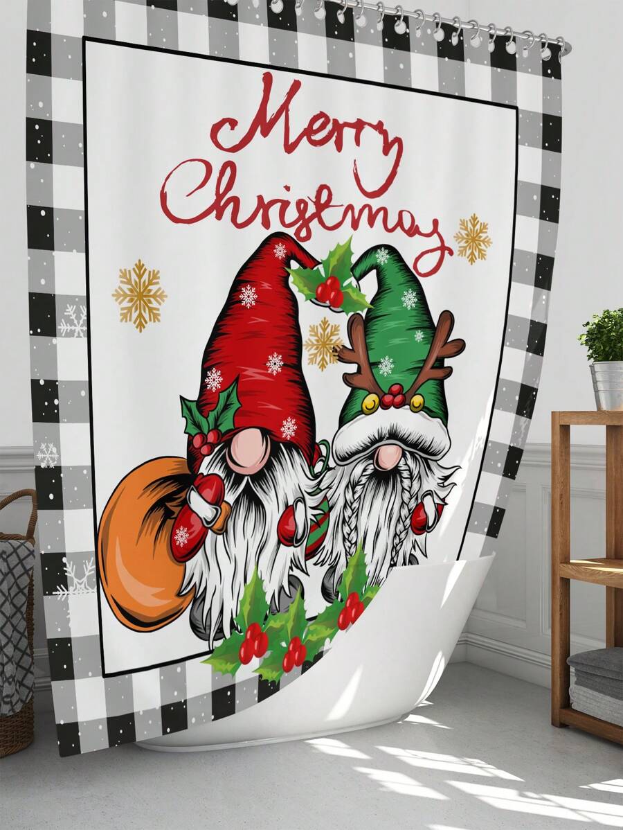1pc/4pcs Christmas Snowflake Plaid Gnome Multifunctional Bathroom