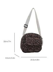 迷你纯色刺绣豹纹软灯芯绒斜挎包带拉链、手机和钱包单肩包女士手机袋套 - 彩色 - 查看 5