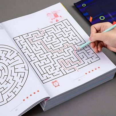 1 Set Maze Training Book, Student Mind Development Attention Puzzle Game Toy, Maze Activity Book, Suitable For Holiday, Christmas Gift,Books,Puzzle Book,Activity Book,Christmas Puzzle Book,Kids Game,Stocking Fillers Kids>Notebook