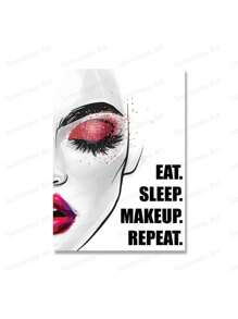 1pc Tranh vải trang điểm thời trang in hình lông mày lông mi trích dẫn nghệ thuật treo tường áp phích trang trí thẩm mỹ viện cho bé gái phòng ngủ không có khung - Nhiều màu - Xem 10