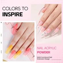 coscelia 27PCS Acrylic Powder Set Glitter Nail Powder With 60ML Acrylic Liquid Nail Lamp For Acrylic Nail Extension Nail Art Decoration Tools Set - 彩色 - 查看 7