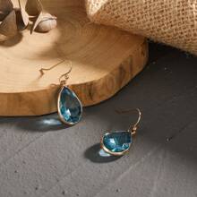 1 对时尚独特水滴形设计波西米亚风格耳环，适合女性日常佩戴 - 彩色 - 查看 3