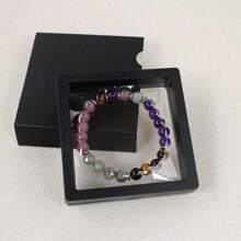 抗焦虑手链 男女款 放松记忆串珠手镯 紫色黄色虎眼珠手链 圣诞守护礼物 送给妈妈奶奶 - L01013 - 查看 9