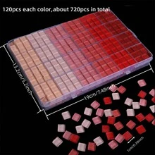 720 Peças/Caixa Azulejos de Mosaico de Vidro - Peças Decorativas Quadradas Premium para Arte Criativa, Pintura, Jóias Artesanais e Projetos DIY