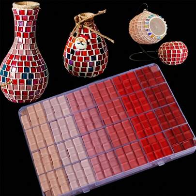 720 piezas/caja Azulejos de mosaico de vidrio - Piezas decorativas cuadradas premium para arte creativo, pintura, joyería hecha a mano y proyectos DIY