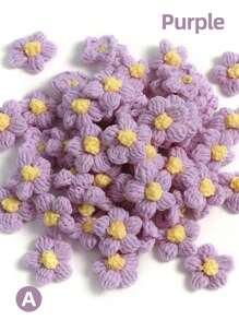 10/30 件 4 厘米羊毛钩针花贴花泡芙花针织纱花手工钩针花用于工艺品装饰 DIY 头发头带帽子鞋子服装配饰工艺品缝纫