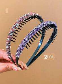 1/2/3/4/5/6/7 piezas Aros de pelo con dientes de colores brillantes y antideslizantes para niñas