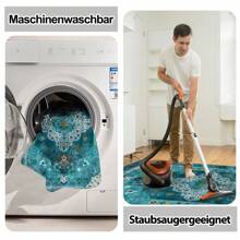 Area Rug Washable Carpet For Living Room, Large Low Pile Print Vintage Rug Anti-Slip Stain Resistant Floral Carpet, Indoor Distressed Retro Floor Carpet For Bedroom Dining Room Office