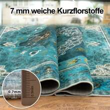 Area Rug Washable Carpet For Living Room, Large Low Pile Print Vintage Rug Anti-Slip Stain Resistant Floral Carpet, Indoor Distressed Retro Floor Carpet For Bedroom Dining Room Office