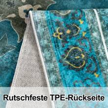 Area Rug Washable Carpet For Living Room, Large Low Pile Print Vintage Rug Anti-Slip Stain Resistant Floral Carpet, Indoor Distressed Retro Floor Carpet For Bedroom Dining Room Office