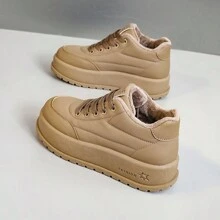 Neue Damen Lässig Schuhe Herbst/Winter 2024, einfarbig, warm, plüschig, mit dicker Sohle