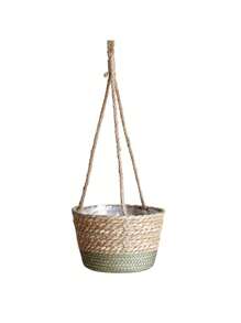 Handcrafted Woven Basket Hanging Planter With Jute Rope - Perfect For Indoor Or Outdoor Decor (Random Color) Gifts Birthday Graduation