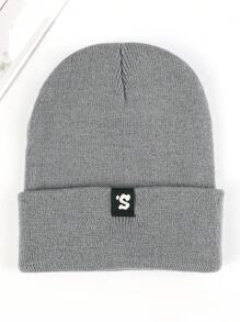 1 件休闲街头风格标语刺绣针织帽，秋冬款 - 彩色 - 查看 4