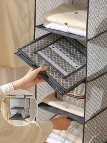 1 件装无纺布多层可折叠悬挂式收纳袋，用于衣服、鞋子、防尘整理装饰品秋季装饰节日装饰房间装饰家居装饰秋季装饰卧室装饰收纳袋衣柜收纳袋宿舍必需品衣服收纳袋学校 - 彩色 - 查看 2