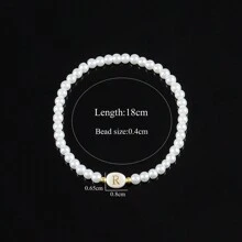 1 chiếc vòng tay hạt ngọc trai giả hình vỏ sò thời trang mới dành cho phụ nữ - trắng - Xem 2