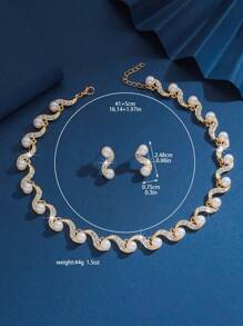 S-Shaped Faux Pearl Earrings Necklace Set