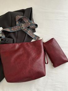 2026 Summer New Fashion Handbag, Shoulder Bag, Tote Bag, High-Quality Commuter Bucket Bag For Women - Burgundy - View 6