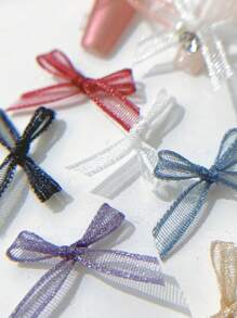 50件混色丝带美甲装饰，3D日式黑红蕾丝蝴蝶结美甲装饰，DIY美甲配件，美甲饰品，美甲用品 - 彩色 - 查看 2