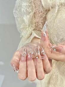 50件混色丝带美甲装饰，3D日式黑红蕾丝蝴蝶结美甲装饰，DIY美甲配件，美甲饰品，美甲用品 - 彩色 - 查看 6