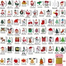 33pcs Mini Acrylic Christmas Decorations Flat Hanging Ornaments, Miniature Christmas Tree Decor, Figurine With Golden Embroidery Thread, Suitable For Christmas, Home, Party Decorations (Assorted Styles)