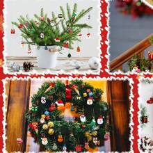 33pcs Mini Acrylic Christmas Decorations Flat Hanging Ornaments, Miniature Christmas Tree Decor, Figurine With Golden Embroidery Thread, Suitable For Christmas, Home, Party Decorations (Assorted Styles)