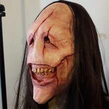 1 个面具，长发面具树脂恐怖角色扮演道具，用于派对、万圣节装饰 - 彩色 - 查看 4