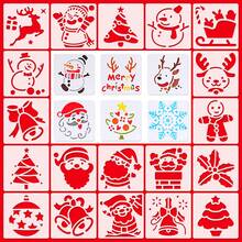 25 Khuôn nhựa vẽ Giáng sinh, Mẫu vẽ bằng nhựa tuần lộc ông già Noel, nghệ thuật thủ công DIY, Mẫu khuôn vẽ có thể tái sử dụng để trang trí cửa sổ, tranh vẽ trên tường gỗ - trắng - Xem 2