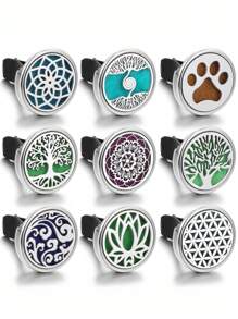 1 套，汽车香薰扩散器小盒汽车夹式香水精油扩散器汽车通风口夹式空气清新剂净化器，带 10 个混合垫，全新圣诞风格，圣诞礼物，汽车香薰扩散器 + 香薰油套装