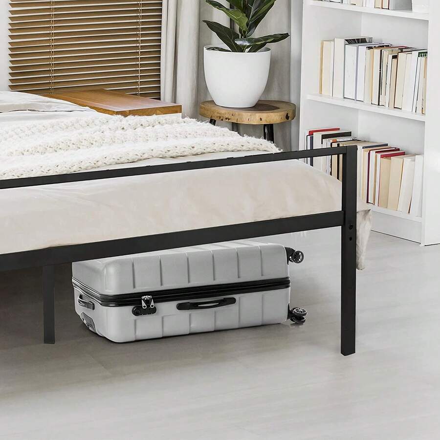 Queen Metal Bed Frame With 14 Slats, Ample UnderBed Storage Space And