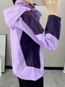 拼色春秋防風防水女士運動戶外跑步夾克輕盈透氣登山外套長袖