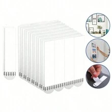12pcs Punch-Free Tape Strips Self Adhesive Picture Frame Fixed Poster Wall Hook Decorate Fixing Wall Double Sided Tape,Frame Traceless Self Adhesive Tape