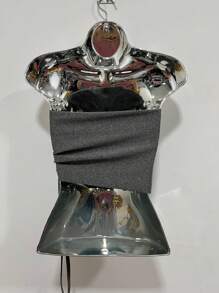 Strapless Cropped Top With Gathered Sides, Spring Summer - 灰色 - 查看 2