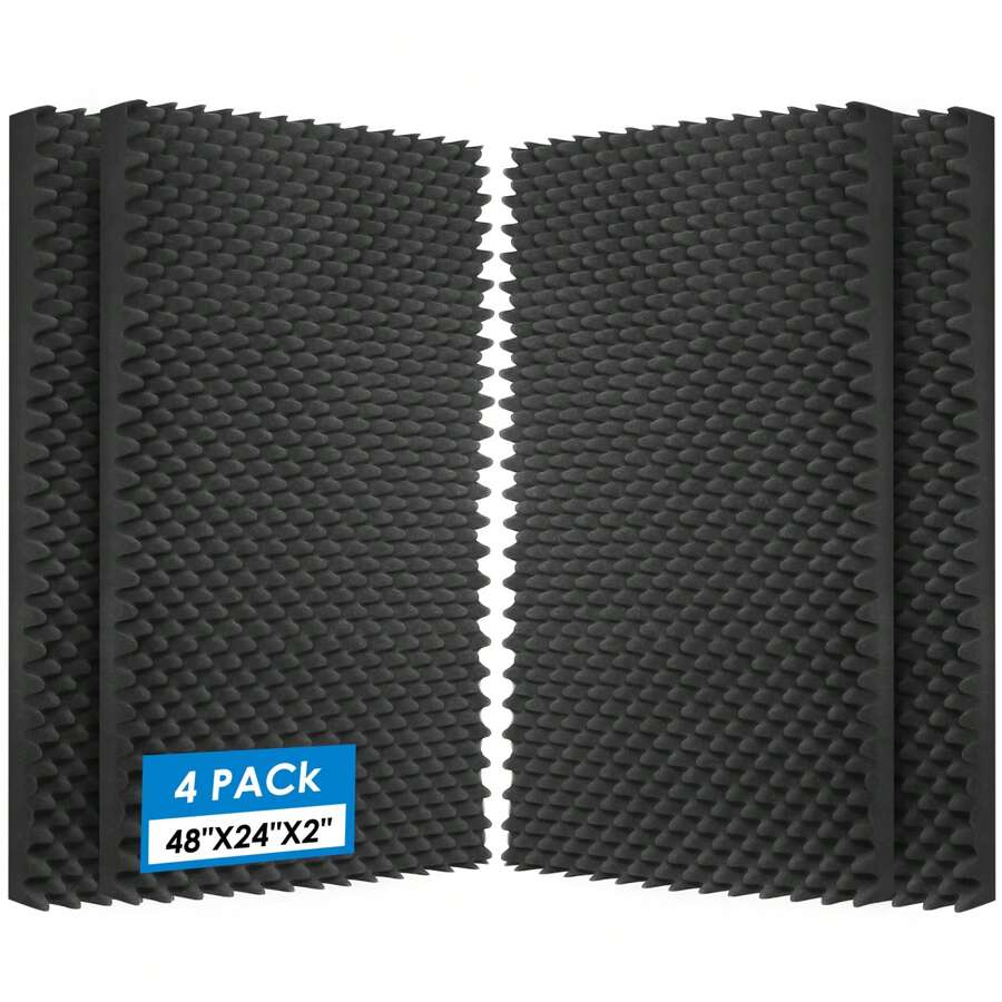 2 Pack Acoustic Foam Panels,48X24X2 Inchs Egg Crate Foam, Soundproof Foam Wall Panels,Studio Foam Panel,High Density Fireproof Noise Foam - màu đen - Xem 1