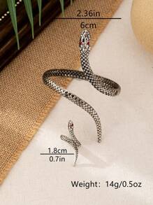 2pcs Fashionable Geometric Snake Wrap Open Bangle And Ring Set For Women, Party Accessories Gift