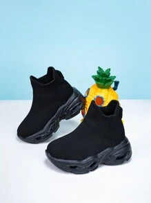 Giày thể thao đế dày cổ cao màu trơn thời trang thường ngày cho bé trai bé gái mới - Siêu thoáng khí, thoải mái, chống trượt, giày thể thao đế mềm - Lý tưởng cho các hoạt động ngoài trời và trang phục thường ngày - màu đen - Xem 1