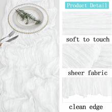 8/16 Pack White Cheesecloth Table Runner 20 X 120 Inch Gauze Table Runners 10 FT Long,Semi Sheer Boho Cheese Cloth Fabric Table Runner Bulk For Wedding,Party,Baby Shower,Bridal Shower Decoration - White - View 2