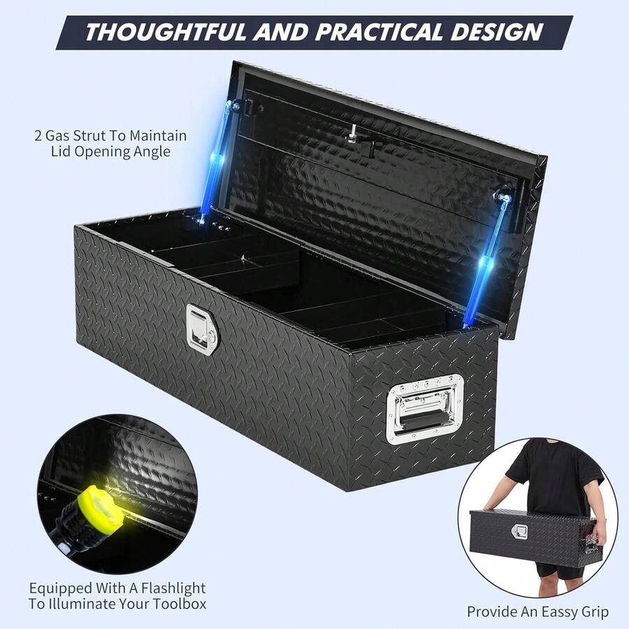 39 Inch Truck Bed Tool Box Heavy Duty Aluminum With Sliding Shelf