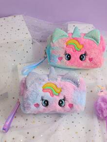 Túi đựng đồ trang điểm thiết kế hình cô gái mắt to thêu nhung, Túi đựng đồ vệ sinh cá nhân du lịch dung tích lớn, Túi đựng mỹ phẩm đa chức năng - kỳ lân - Xem 4