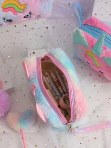 Túi đựng đồ trang điểm thiết kế hình cô gái mắt to thêu nhung, Túi đựng đồ vệ sinh cá nhân du lịch dung tích lớn, Túi đựng mỹ phẩm đa chức năng - kỳ lân - Xem 5