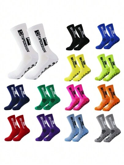 1 Pair Football Socks With Terry Lining, Adult Sports Training Anti-Slip Breathable Moisture-Wicking Crew Socks, White, For Gym, Fall
