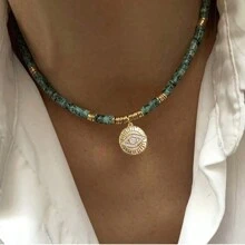 manbara Women Classic Natural Stone Necklace Exquisite Unique Charm Oval Stone Pendant Choker Man Vintage Jewelry Gifts Wholesale