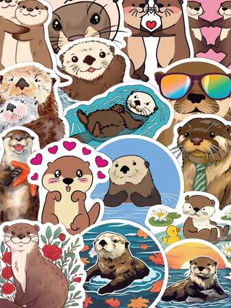 50 sztuk uroczych naklejek z kreskówkową wydrą na notebooka, laptopa, etui na telefon DIY, iPada, scrapbooking, dekoracyjne kreatywne naklejki, urocze naklejki na telefon, naklejki na książki, naklejki z fretką