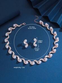 S-Shaped Faux Pearl Earrings Necklace Set