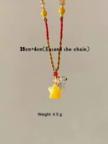 PARERTQH 1 Pc Handmade Woven Star And Butterfly Element Necklace, Very Suitable For Women Everyday Wear, Fit For Students And Friends - Star - View 3